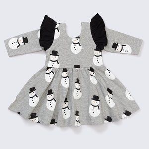 NWT:  Monica + Andy Double Ruffle Let's Dance Dress: Let it Snowman (6-12m)